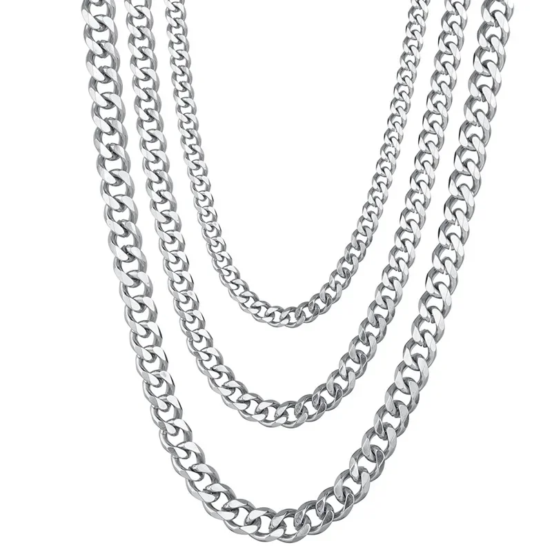 3.5-7 มม.สแตนเลสสตีลสร้อยคอผู้ชายPunk Cuban Link Chain Chokerผู้หญิงHip Hopแฟชั่นเครื่องประดับอุปกรณ์เสริม
