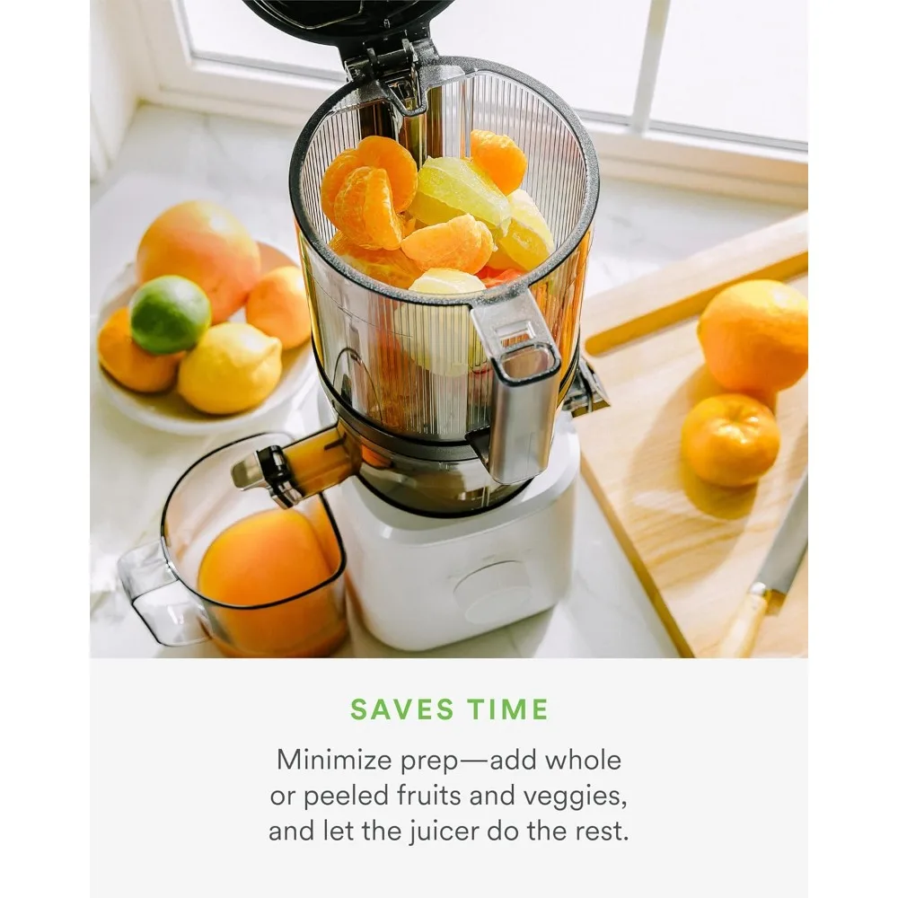 Cold Press Juicer,Feeding for Hands-Free Operation with Wide Mouth Hopper for Whole Recipe Loading,Zero Waste Masticating Juicer