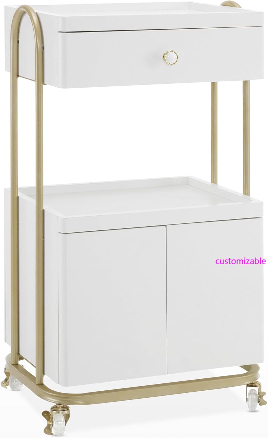 Salon Trolley with Universal Wheels, Storage Rolling Cart with Drawer, Barber Shop Tool Organizer for Hair Stylist