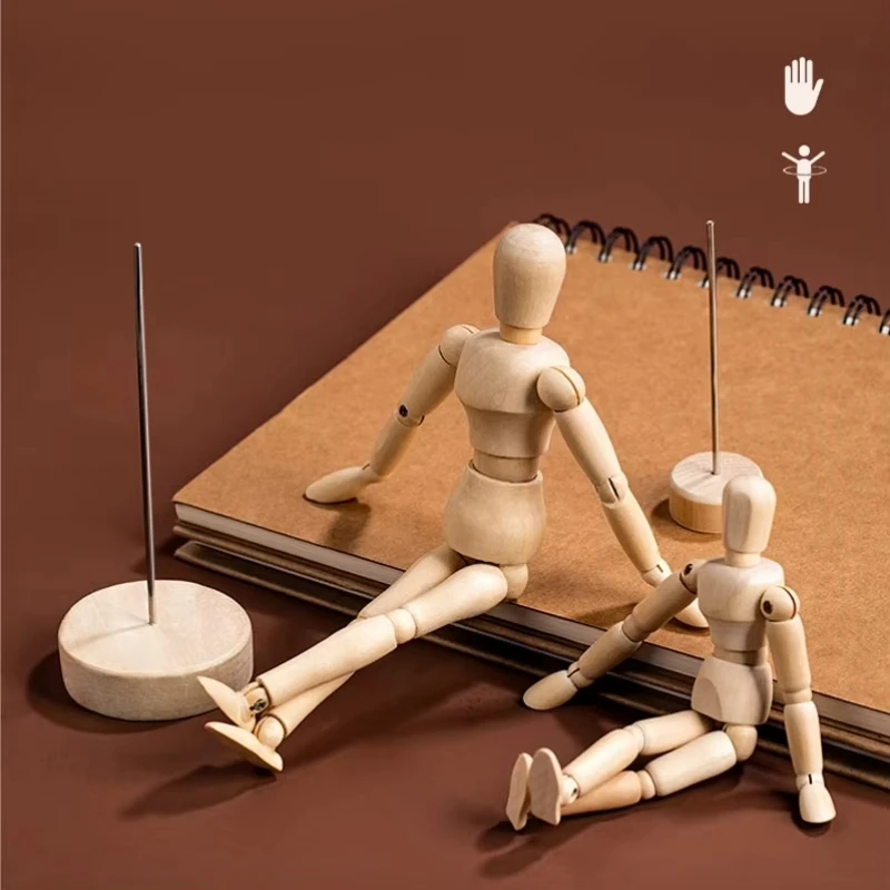 Jointed Doll Drawing Sketch Mannequin Model Movable Limbs Wooden Hand Body Draw Action Toys Figures Home Decor Artist Models