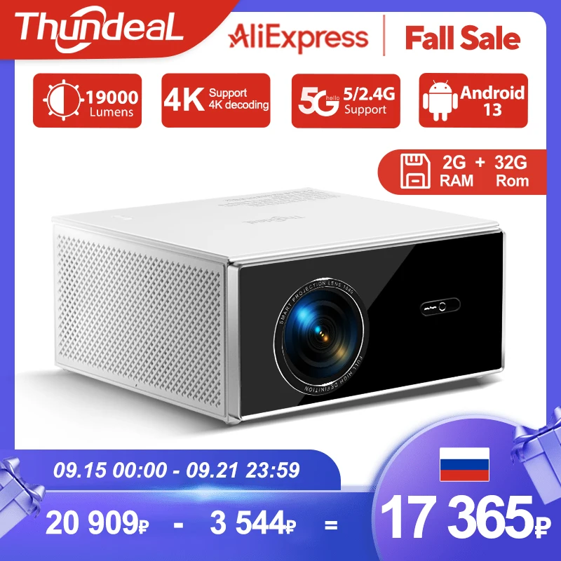 Proyector ThundeaL nativo 1080P TDA7W Android WiFi 2 + 32G 4K Proyector TDA7 3D Smart Home Theater Video haz portátil Stock en FR