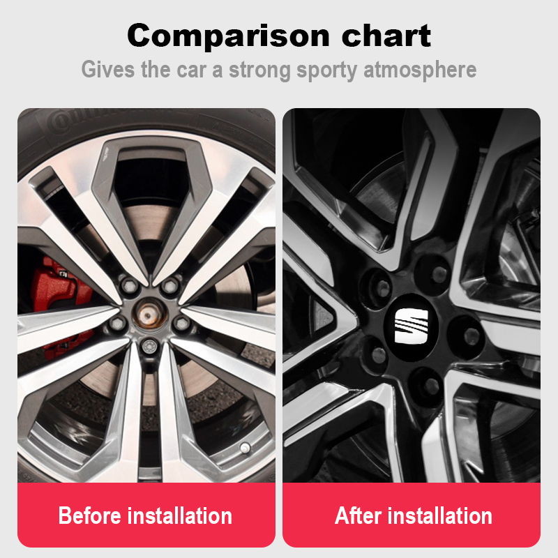 4 pegatinas de tapacubos de centro de rueda de coche, 56 + 60mm, insignia de emblema de cubierta de llanta de coche para Seat Leon cupra MK1 MK2 Ibiza 6J 6F 1P 5F FR Altea