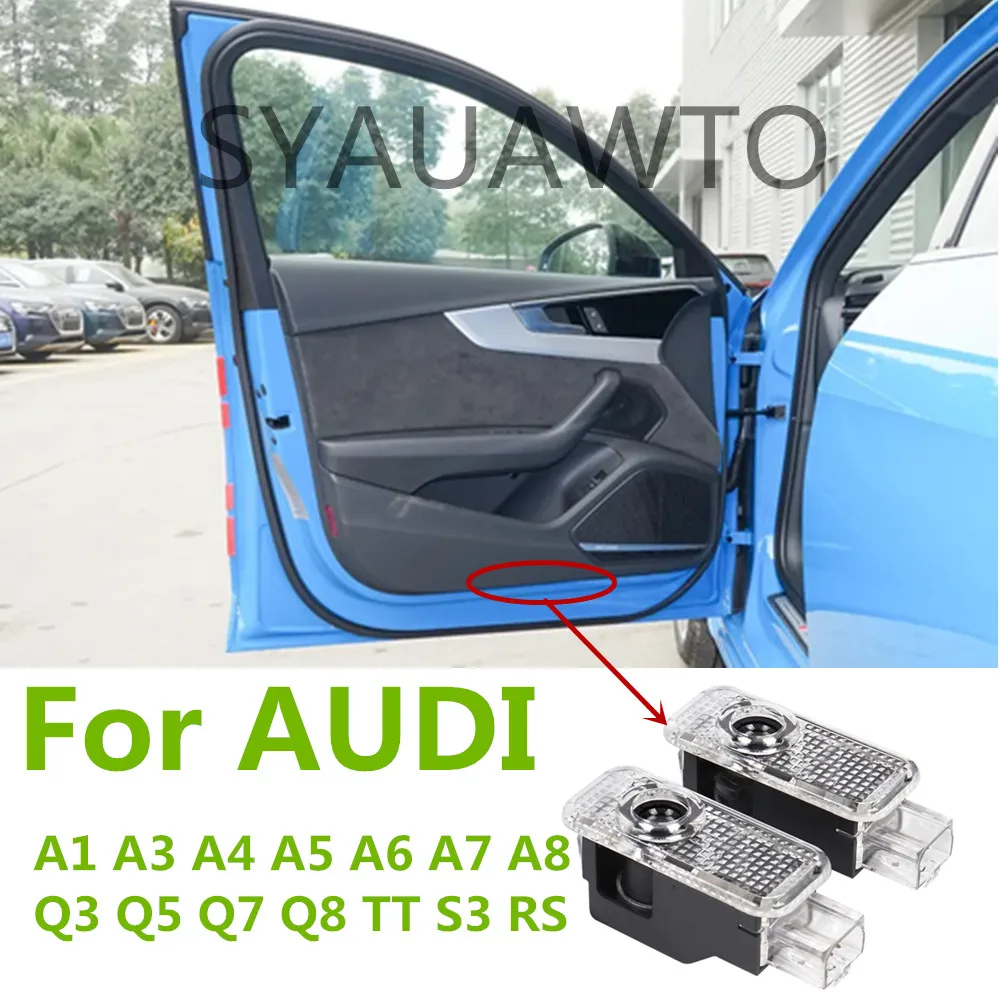 Proyector LED para puerta de coche, luz de bienvenida, sombra fantasma, accesorios para AUDI A1, A3, 8P, A4, B8, A5, A6, A7, A8, Q3, Q5, Sportback, Q7, Q8, TT, S3, RS