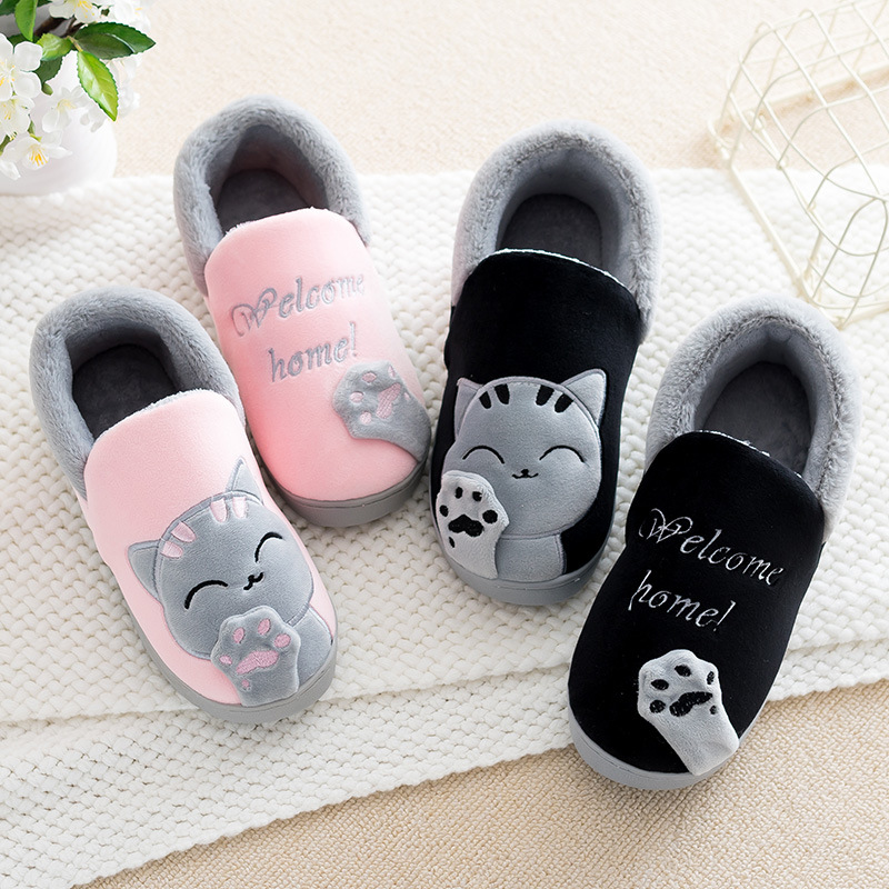 Crianças chinelos de interior inverno sapatos quentes crianças mãe pai casa chinelo estilo dos desenhos animados anti-deslizamento meninos meninas calçados de algodão