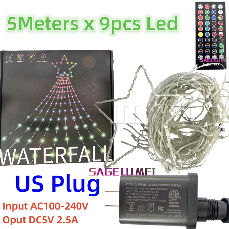 9 stücke X 5M Led Stern Topper DIY Wasserfall Weihnachten Baum String Licht RGBIC Smart APP Steuerung Outdoor wasserfall Fee Lichterkette