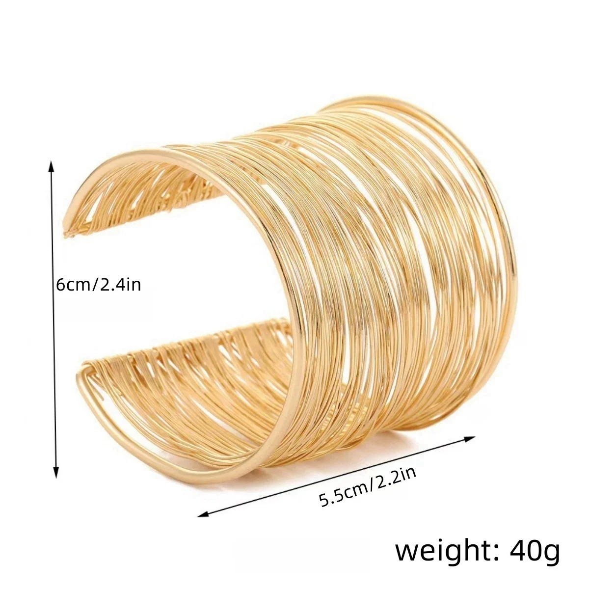 여성을위한 새로운 펑크 다층 금속 와이어 문자열 팔찌 Bangles 빈티지 과장된 골드 컬러 와이드 오픈 커프 팔찌 쥬얼리