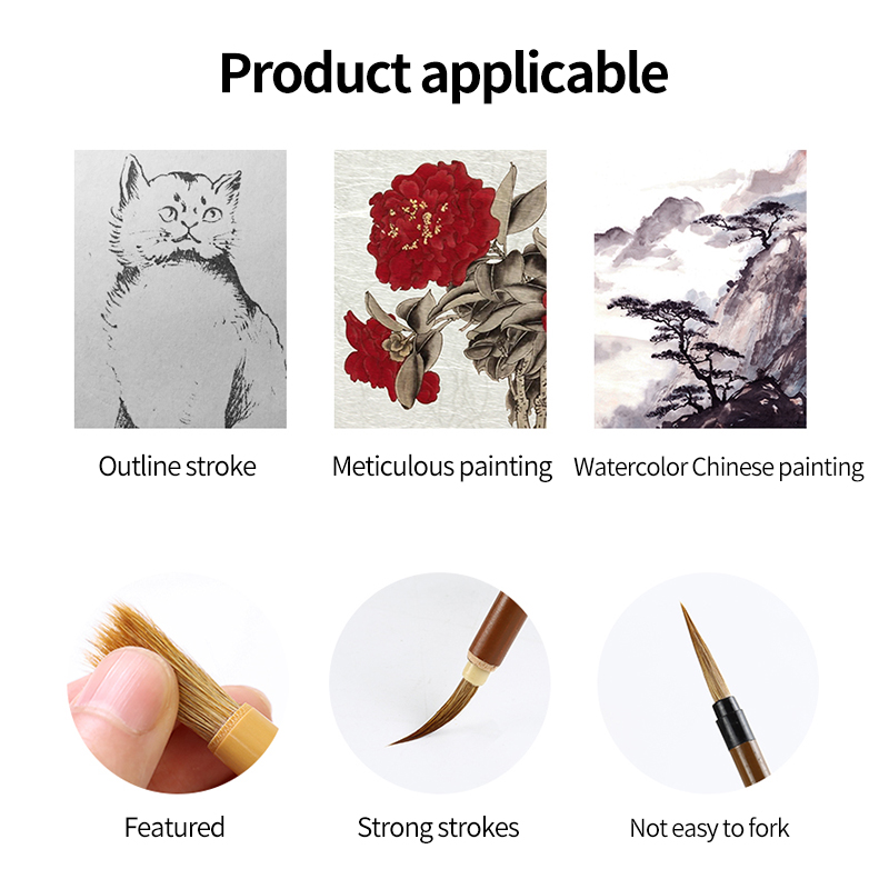 จิตรกรรมจีนแปรงเริ่มต้นการประดิษฐ์ตัวอักษรไม้ไผ่ปากกาผ้าม่าน Felt ข้าวชุดกระดาษภูมิทัศน์การเขียนการเขียน Art Supply