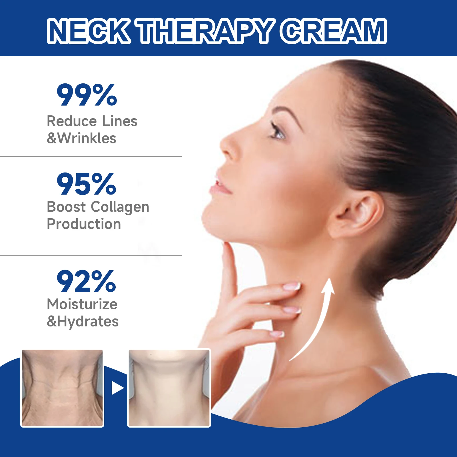 EELHOE คอลลาเจนคอครีม Lightens คอริ้วรอย Anti-Aging ยกกระชับผิว Moisturizing คอไวท์เทนนิ่งครีม