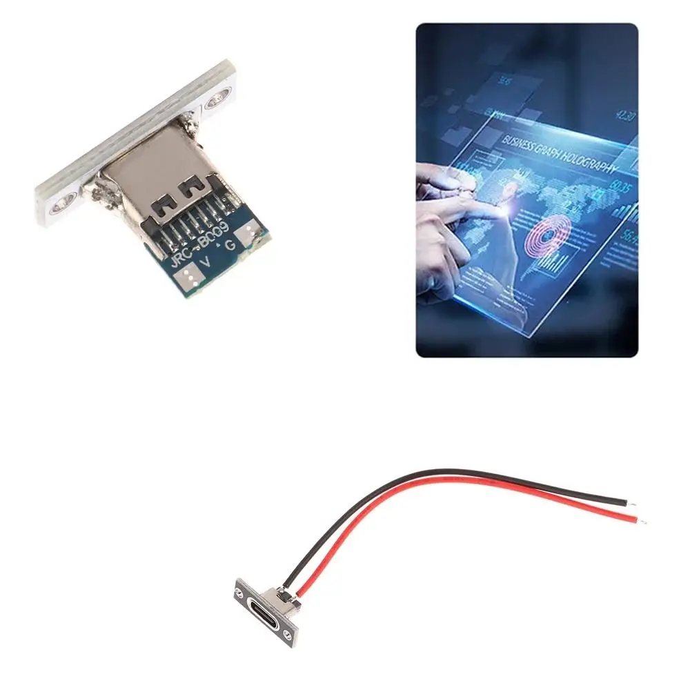 2Pin USB Jack Charging Data Port Type-C Waterproof Charging Port 2P Strip Line Of Solder Joint Female Connector Jack