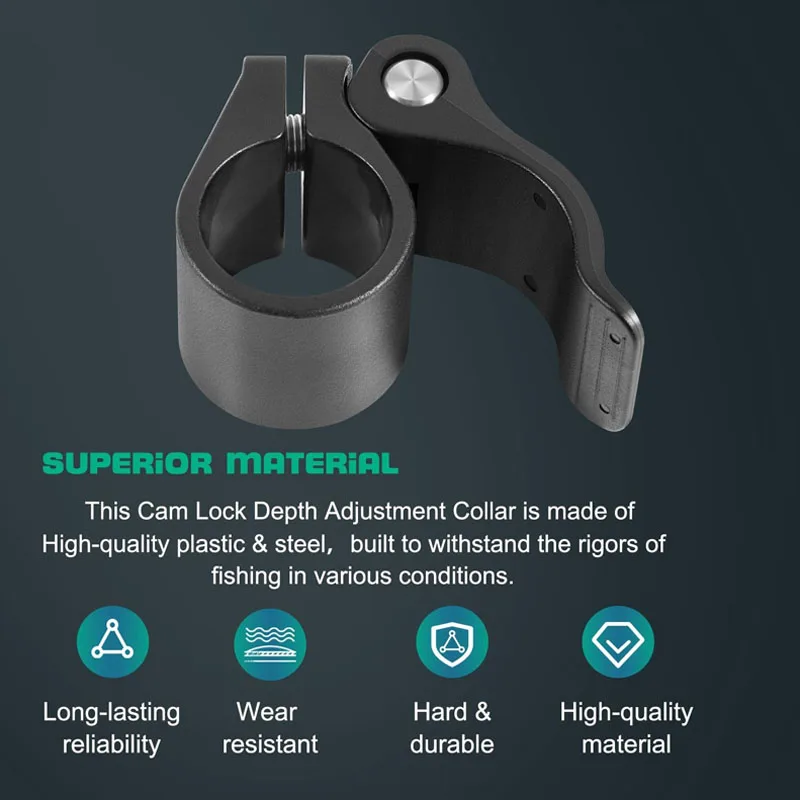Colar de profundidade de controle manual 2991521 - Colar de ajuste de profundidade de bloqueio de câmera - Serve para motor de pesca Minn Kota - Serve para eixo de diâmetro de 1-1/8"