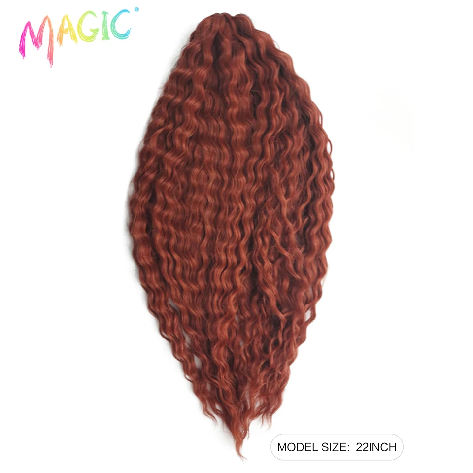 Magic Móc Tóc Mềm Mại Sóng Nước Áo Croptop Thắt Bím Tóc Tổng Hợp Ombre Tóc Vàng Đỏ 24 "Sâu Mở Rộng Sóng Cho Nữ đồ Chơi Cosplay