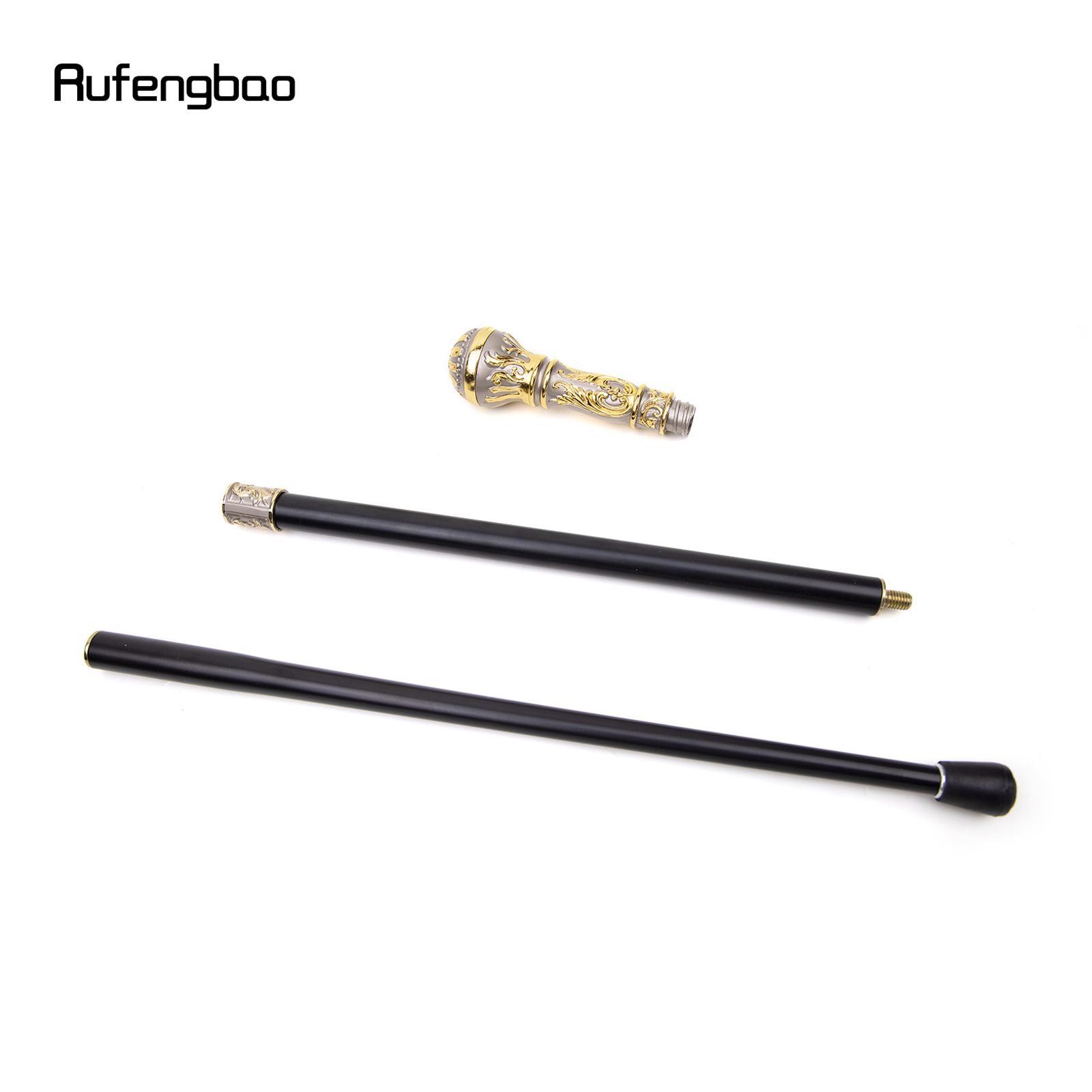 Bastón con mango redondo de lujo para fiesta, bastón decorativo elegante, perilla Crosier, 93cm, color gris dorado