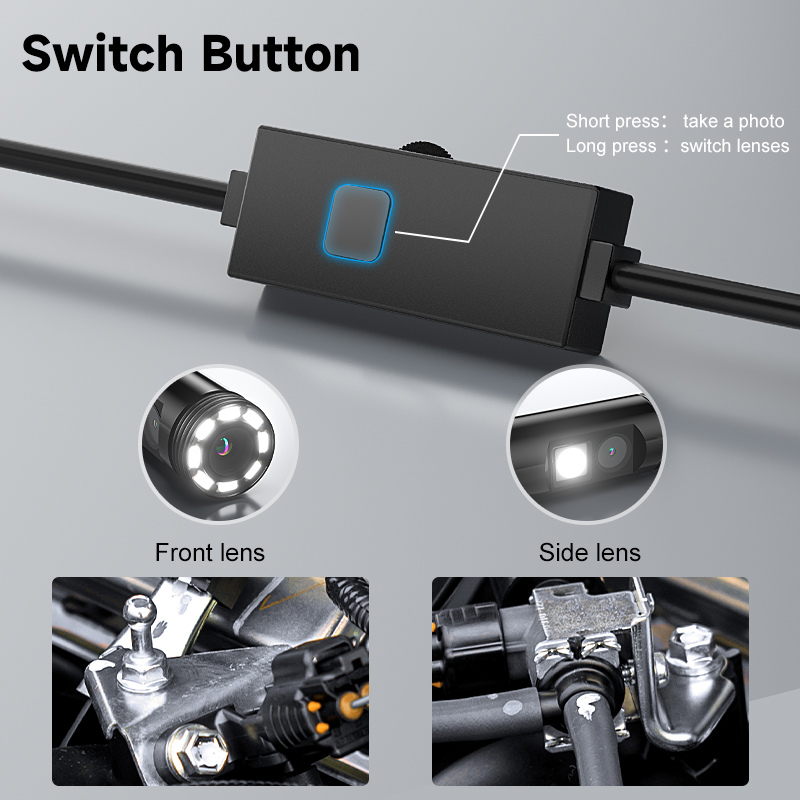 Endoscópio industrial 3 em 1 para iphone/android/tipo-c 1080p câmera dupla telefone conexão direta câmera de inspeção boroscópio 8mm