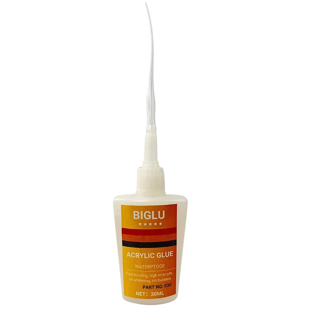 Pegamento acrílico adhesivo BIGLU de 30ML para placa de tubo acrílico PMMA PC, súper pegamento instantáneo, pegamento de plexiglás resistente al agua