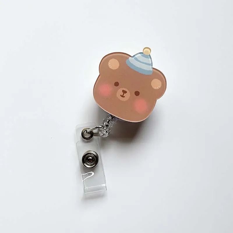 ใหม่น่ารักอะคริลิคหมีพยาบาลพยาบาลโรงพยาบาล Badge Reel Retractable ID Badge Holder 360หมุนคลิปจระเข้ชื่อผู้ถือ