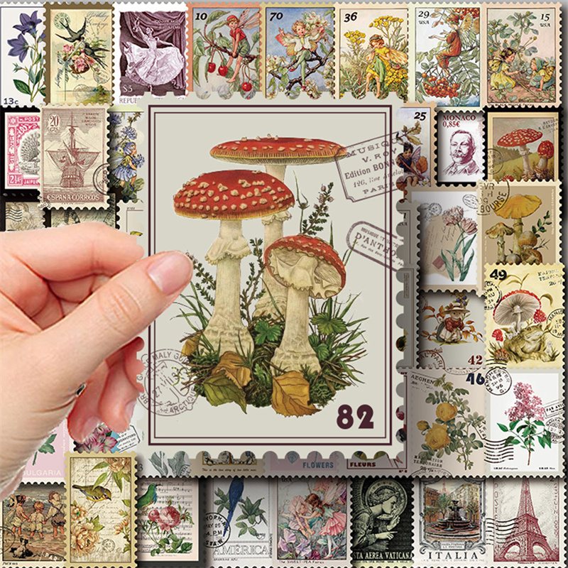 10/20/50 PCS All Different Vintage Postage Stamps Desc Stickers For Scrapbooking And  Journaling