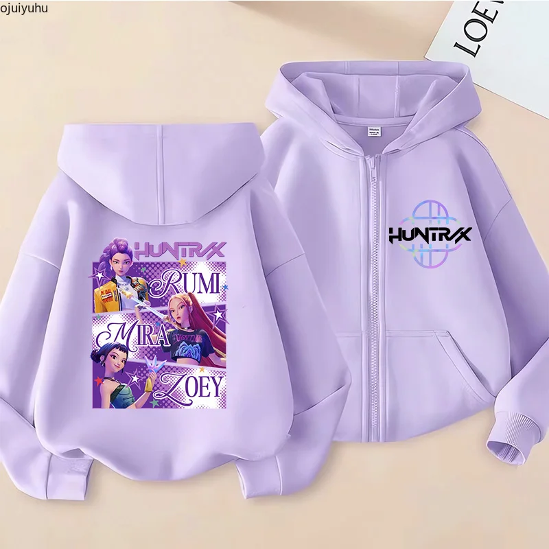 2025 película sudaderas con cremallera Kpop Demon Hunters Sudadera con capucha niños ropa chico niña niño sudadera cremallera con capucha bebé Casual Top