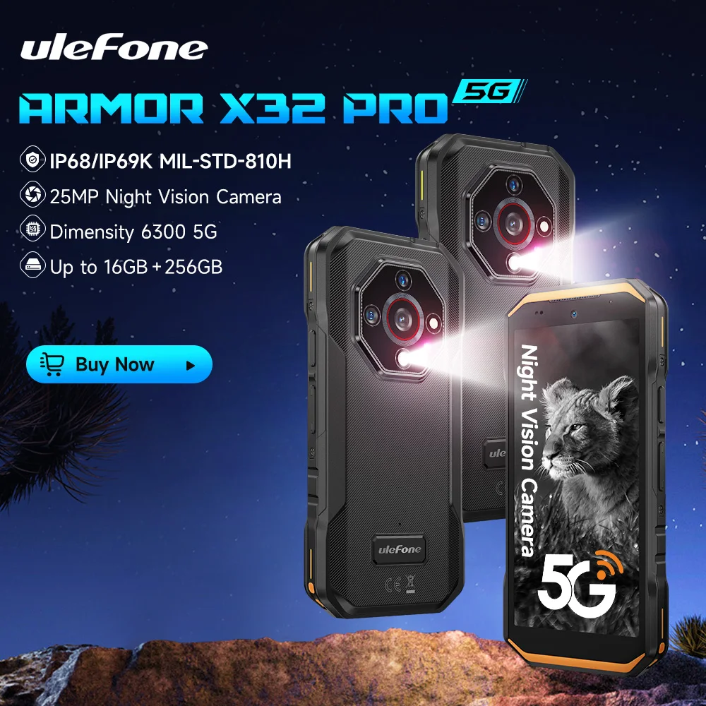 Armor X32 Pro 5G สมาร์ทโฟน Android กันน้ำ แรมสูงสุด 16GB รอม 256GB หน้าจอ 5.65 นิ้ว พร้อม NFC