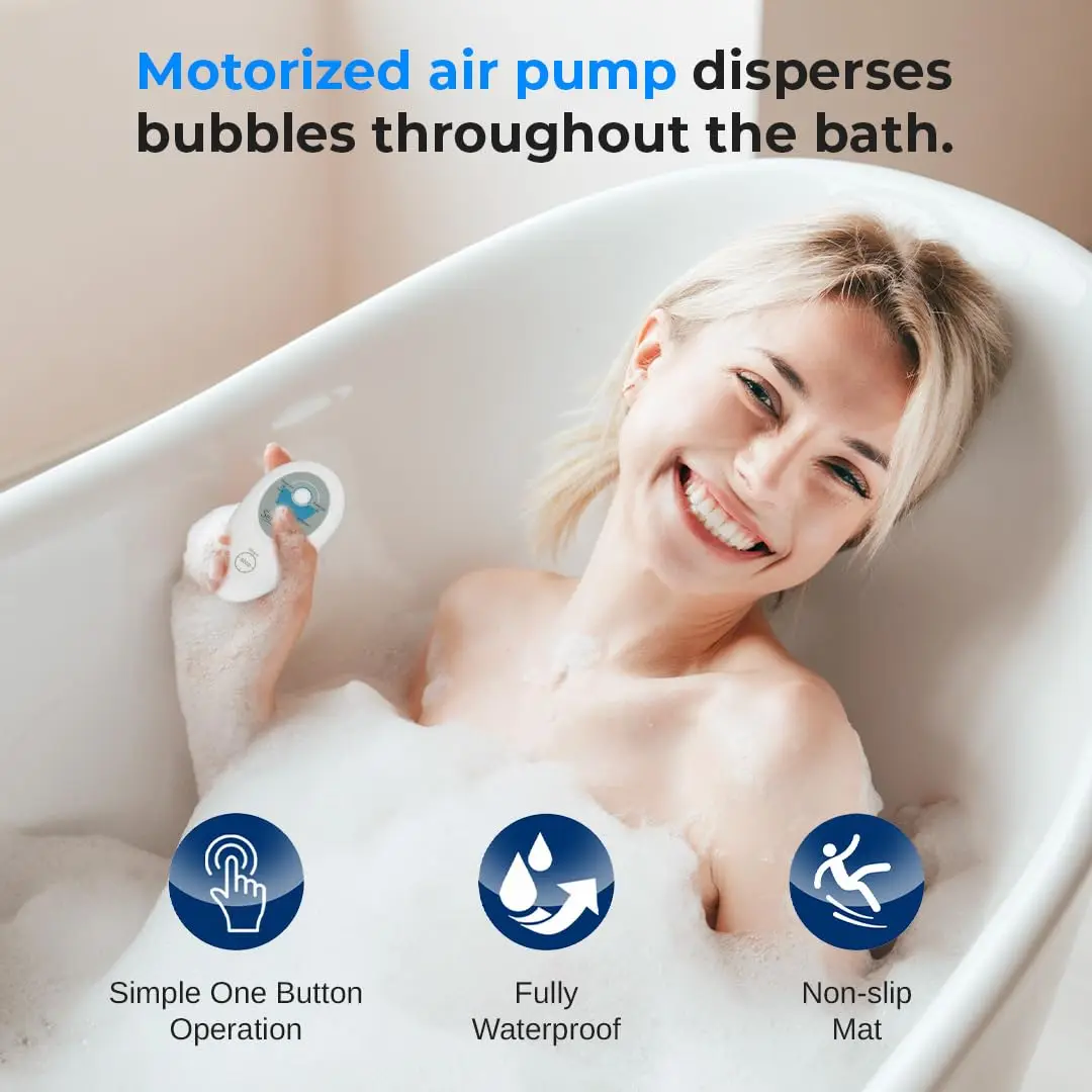Portable Spa Bubble Bath Massager - Thermal Spa Waterproof Non-slip Mat with Suction Cup Bottom, Motorized Air Pump