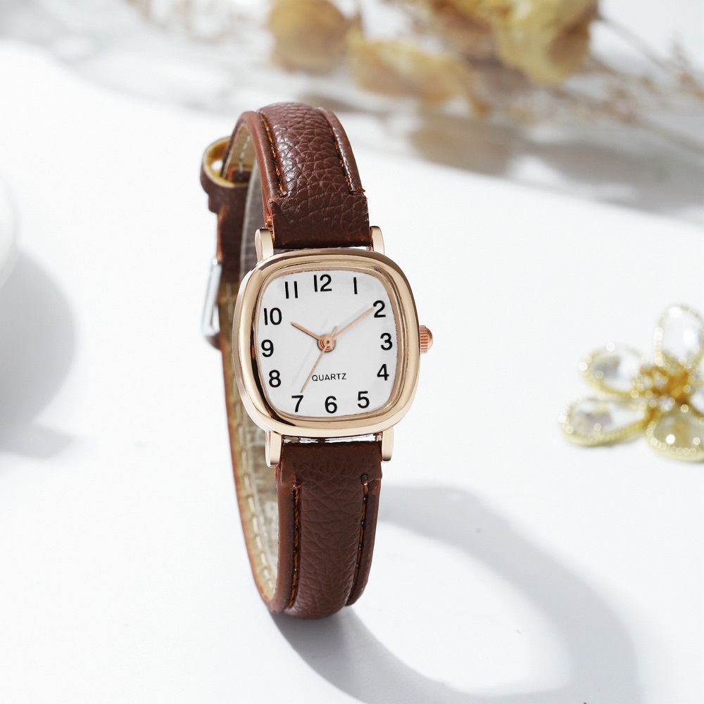 Relógio de quartzo quadrado feminino, Pequenos relógios árabes, Relógios de pulso de couro