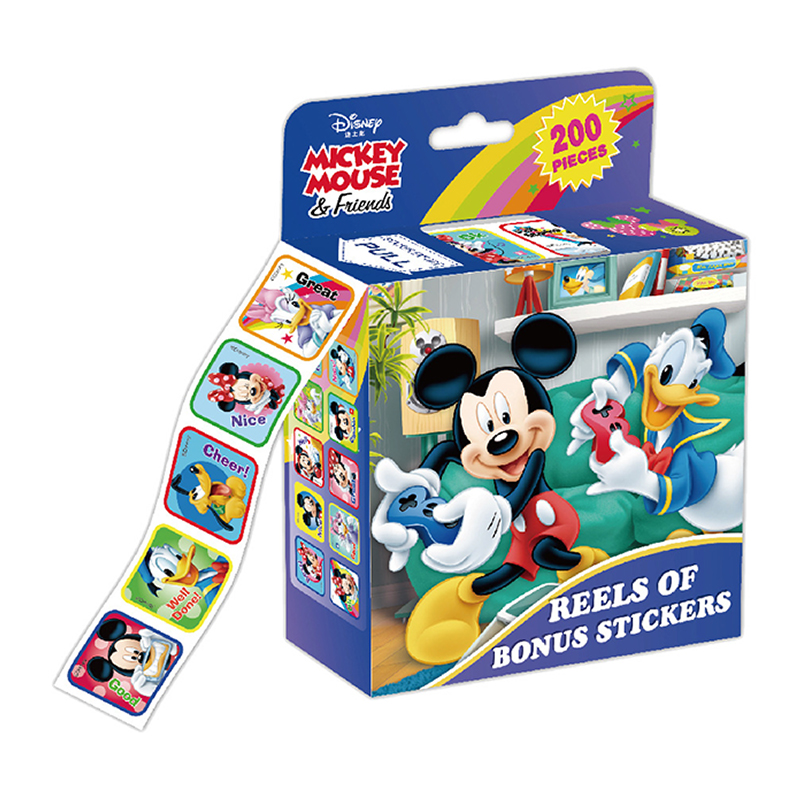 200 stks/doos Reflecterende Disney Stickers Verwijderbare Anime Frozen Mickey Sofia Prinses Marvel Roll Sticker Kinderen Speelgoed Verjaardagscadeautjes