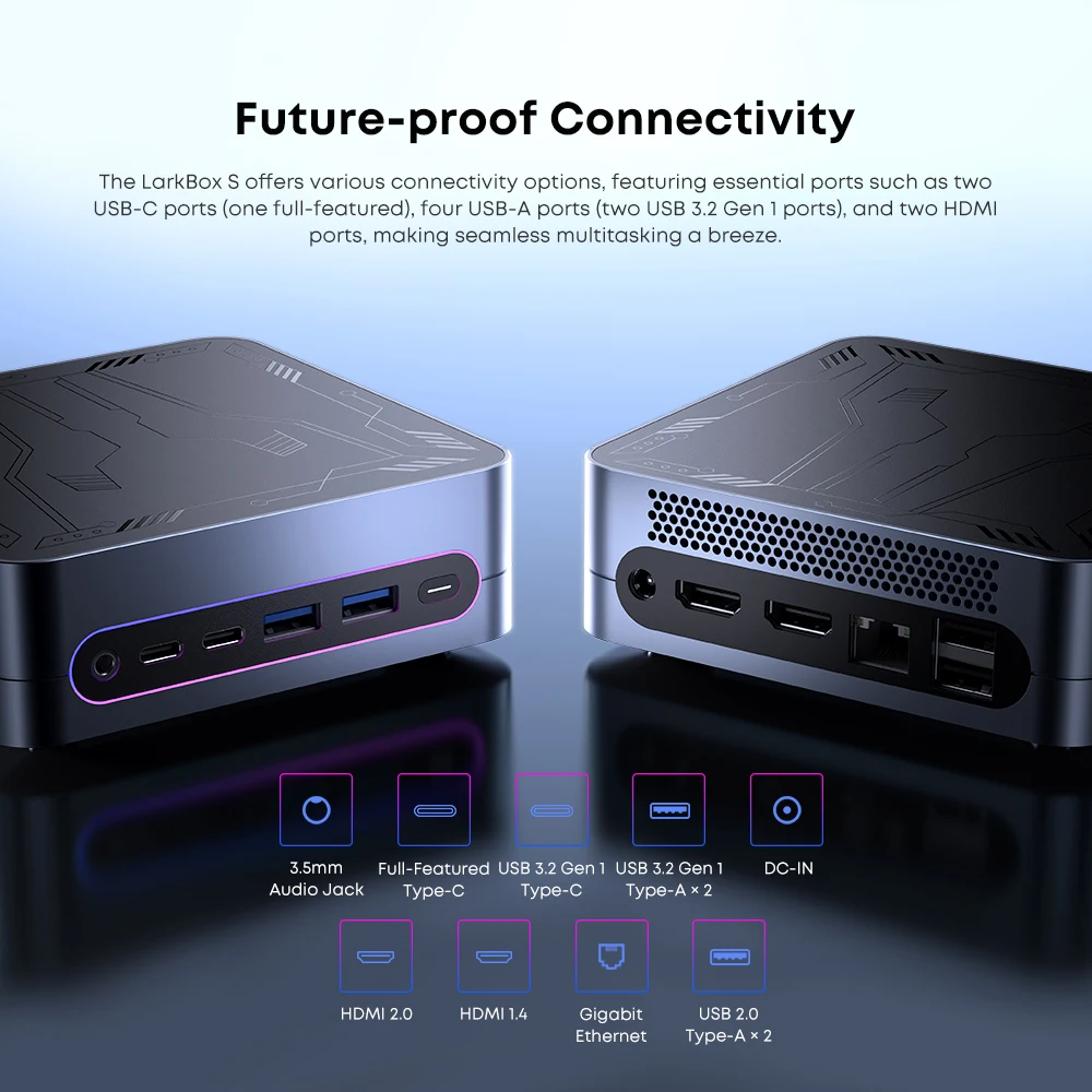 CHUWI 2024 LarkBox S Mini PC Intel Core i3-1220P Windows 11 Mini Pc 16GB DDR4 512GB PCIe M.2 SSD WIFI5 BT5.1 Computador de mesa
