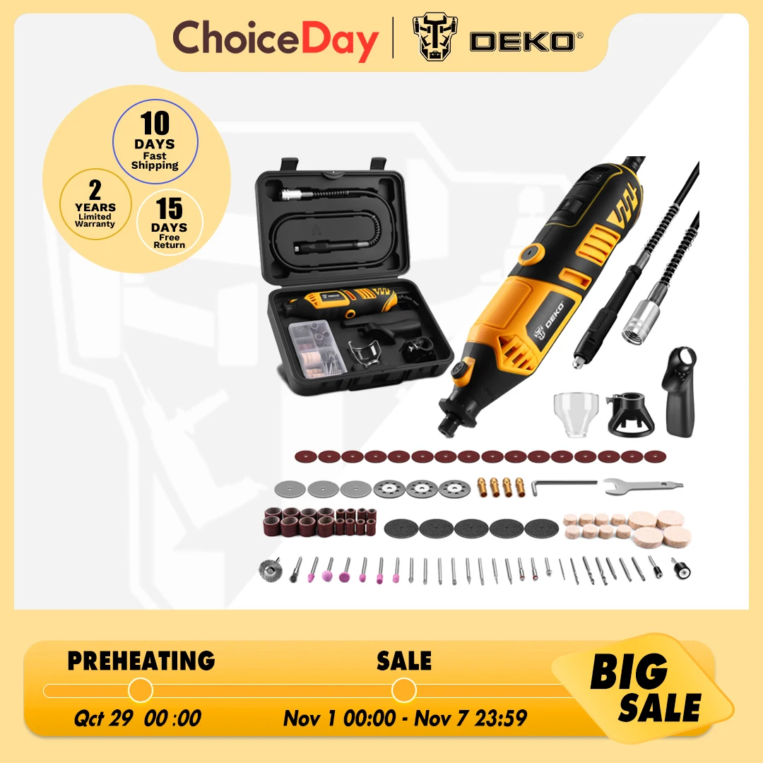 DEKO Rotary Tool Kit Power Hand Rotary Tools Mini for Wood/Metal, Electric Grinder Drill Machine