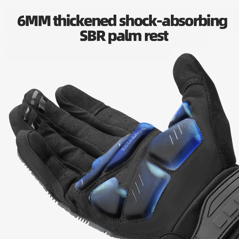 ROCKBROS Guantes de motocicleta de otoño invierno Transpirable SBR 6mm almohadilla engrosada Mantener caliente guantes de invierno Hombres Mujeres Deporte Guantes de ciclismo