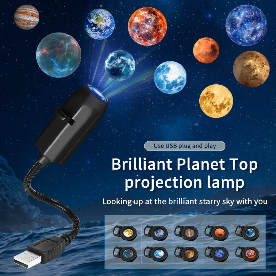 5V USB-projectielicht met directe invoeging Planeet/Halloween-thema Vervangingslicht Plafondprojectielicht voor binnendecoratie