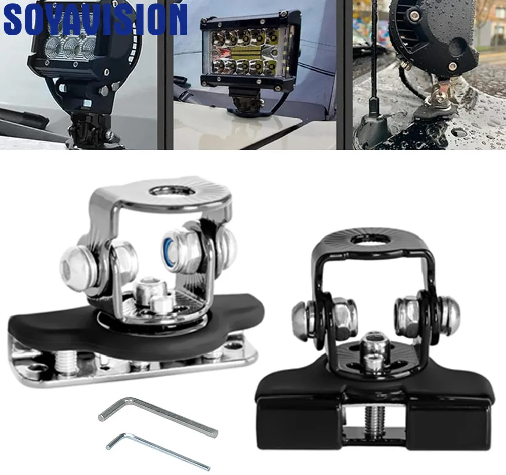 Suporte giratório para farol de carro, capô do pilar, led, barra de luz de trabalho, braçadeira, suporte de montagem para jeep off road 4x4 auto