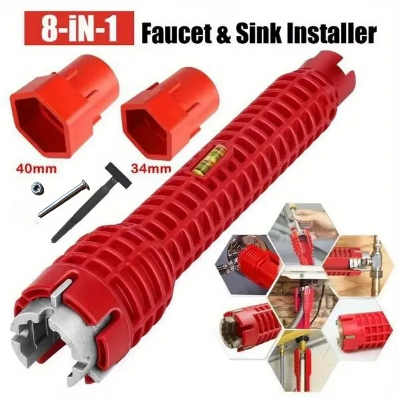 8 in 1 chiave sanitaria multifunzionale pavimento pelvico manicotto principale smontaggio rubinetto tubo lavello solo sanitario strumento di installazione