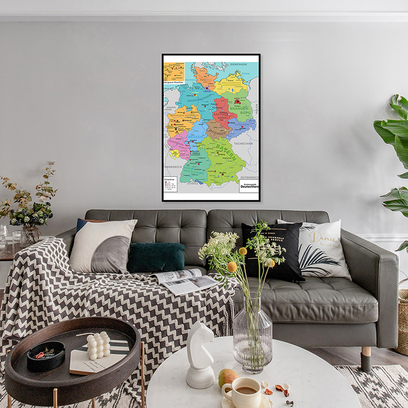 42*59cm The Germany Map In German Wall Decorative Print Canvas Painting Art Poster Living Room Home Decor School Supplies