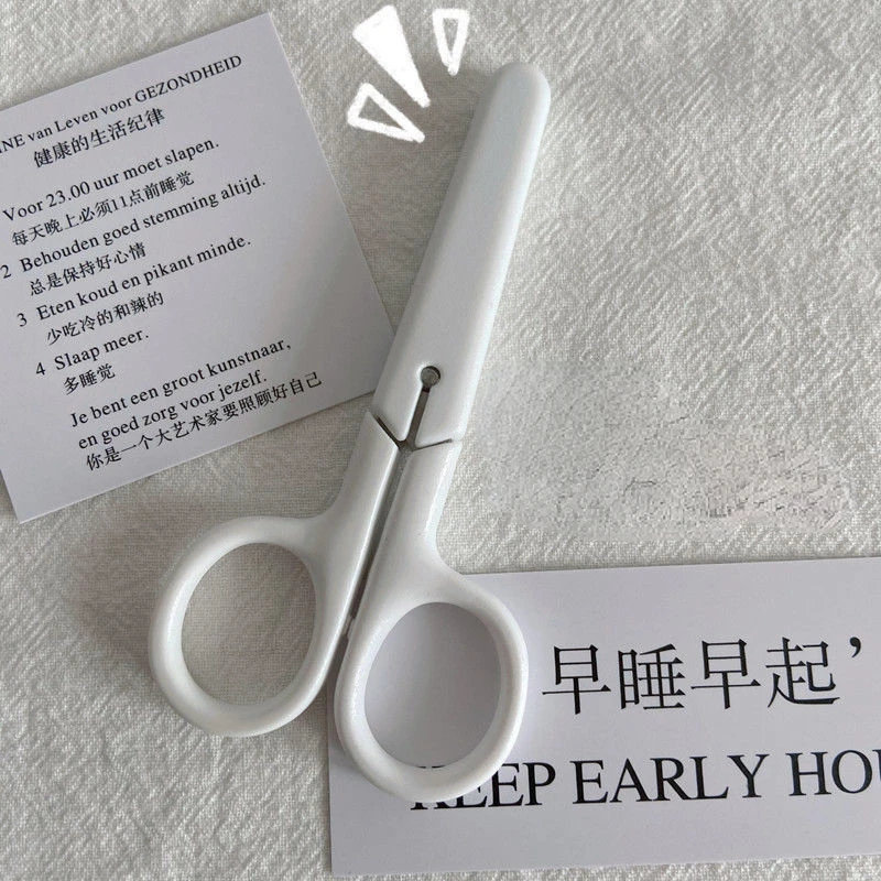 Mini Trắng Kéo Ins Thời Trang Hàn Quốc Nhỏ Màu Be Kéo Di Động Dễ Dàng Cắt Giấy Scrapbook Miếng Dán Kéo Học Sinh Tiếp Liệu