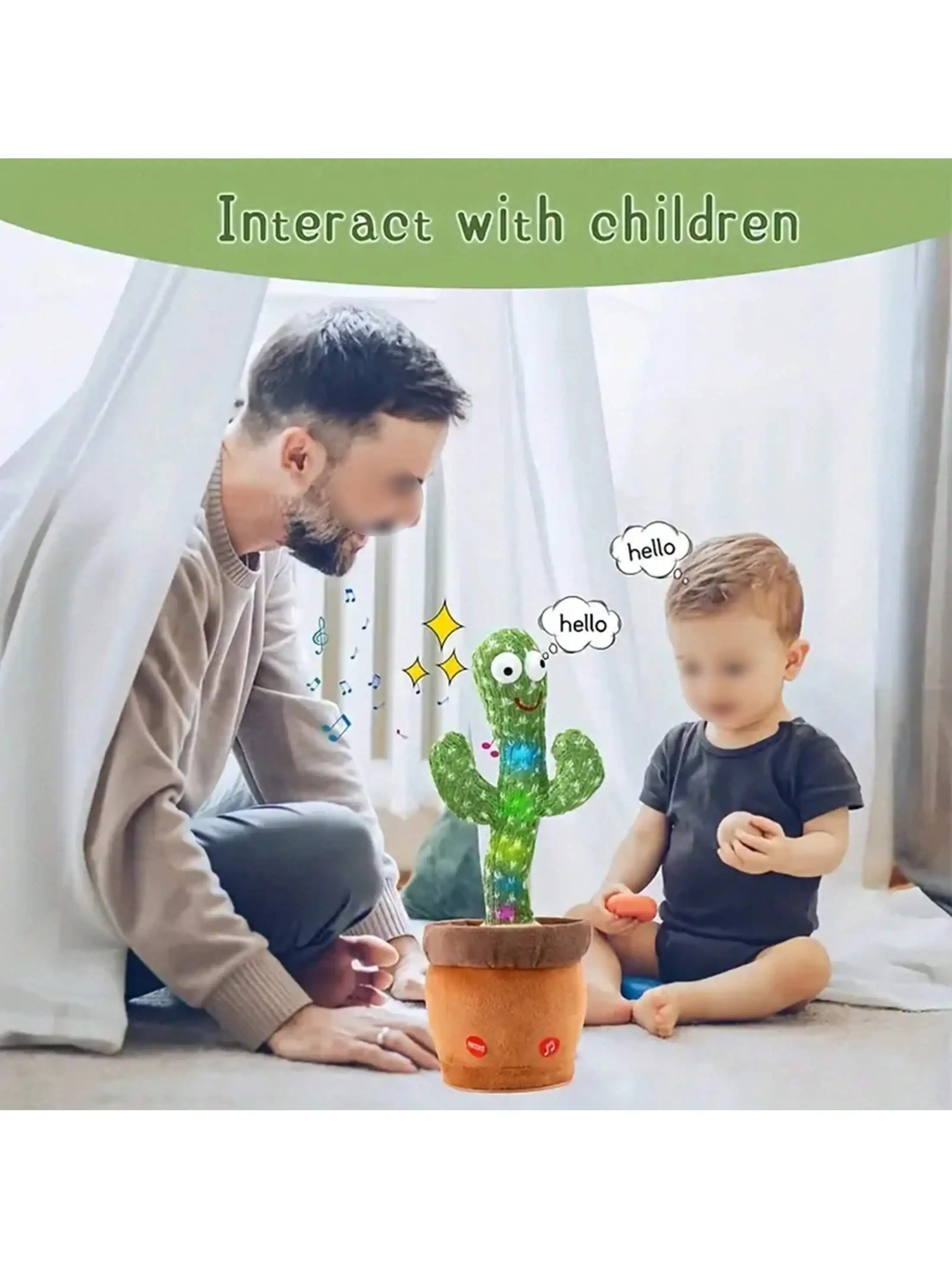 Jouets de Cactus parlant de danse pour bébés garçons et filles, chant, imitant l'enregistrement, répétition de ce que vous dit ensoleillé, Cactus Up Plus, 1 pièce