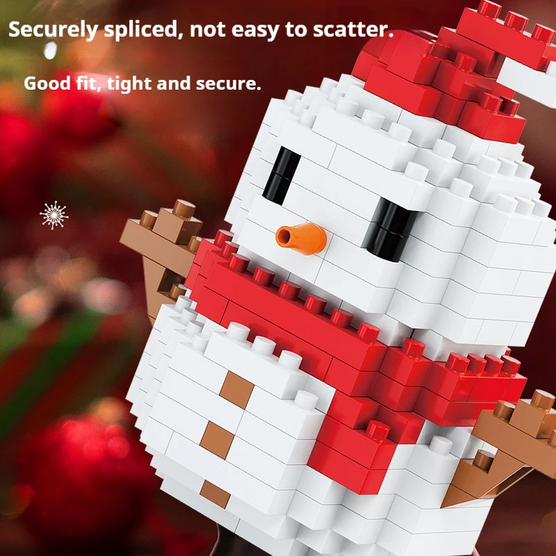 Christmas Gifts Micro Building Block DIY Domino Game Santa Claus Reindeer Holiday Puzzle Assembling Bricks Table Decoration Toys