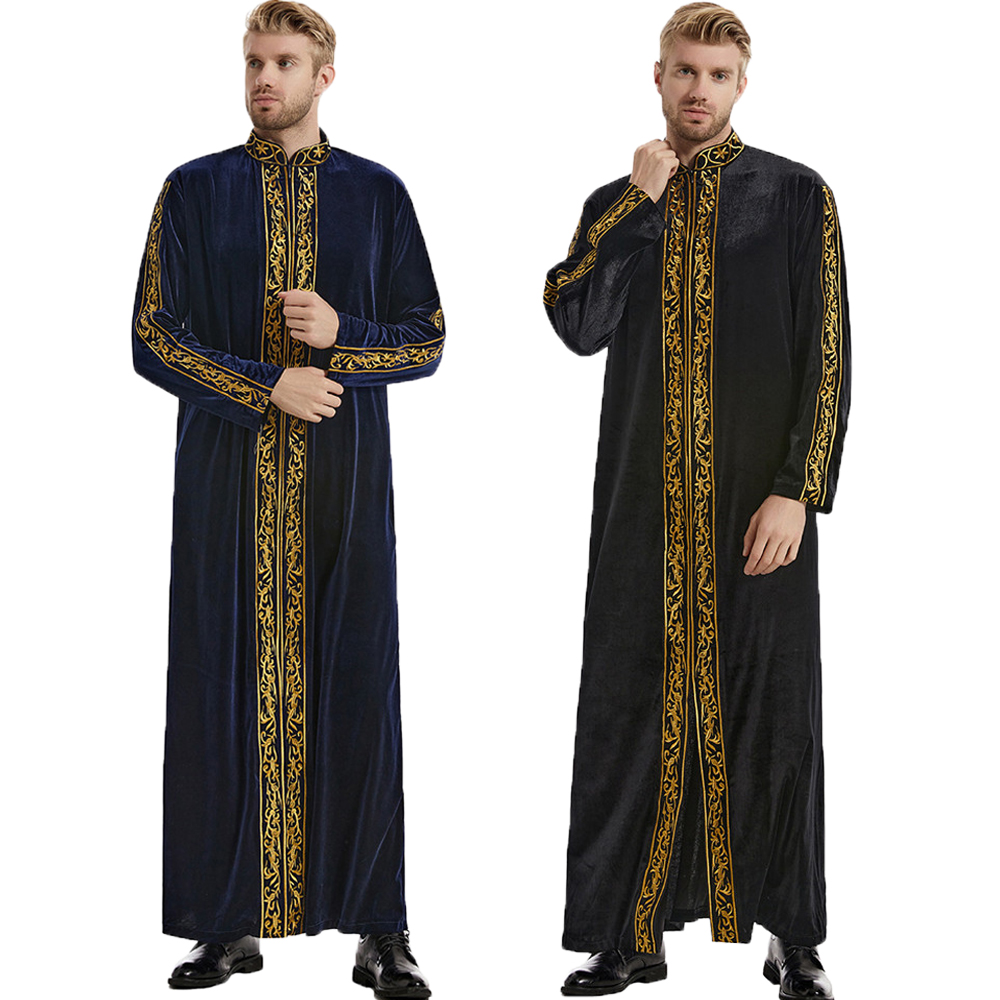 Ramadan Muslimische Männer Samt Jubba Thobe Warme Kaftan Islam Kleidung Eid Saudi Arabisch Robe Thoub Thawb Dubai Abaya Kleid Kleid Abayas