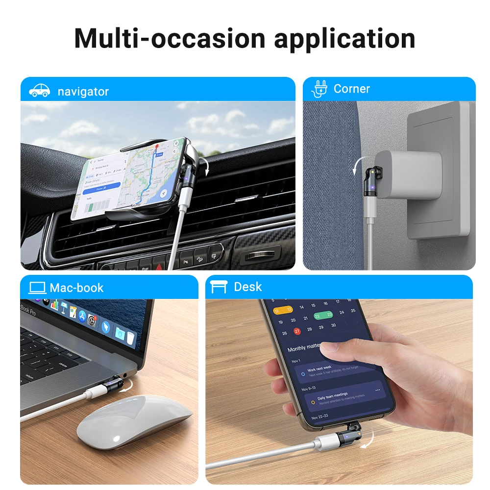 Adattatore AUFU PD240W da USB C a tipo C OTG Convertitore cavo di ricarica rapida 540 con rotazione 5A per iPhone 16 MacBook Samsung Xiaomi Laptop