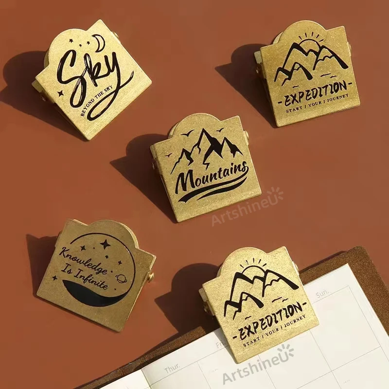 Clip in ottone vintage Libro per acquerelli Memo Decorazione per notebook Morsetto carino Reciepts stazionari Clip per raccoglitore Specifiche multiple