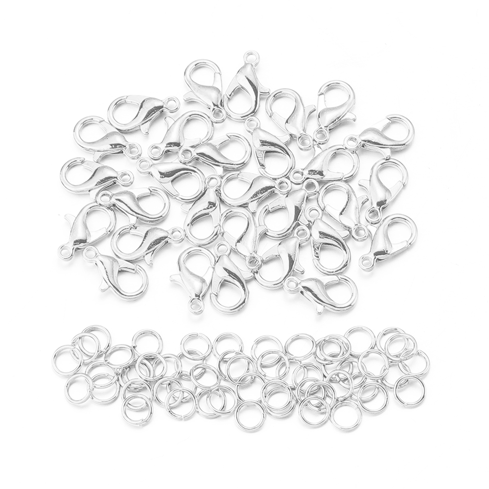 50pcs/lot Metal Lobster Clasps Hooks With Jump Rings End Clasps Connectors For Necklace Findings Diy Jewelry Making Accessories