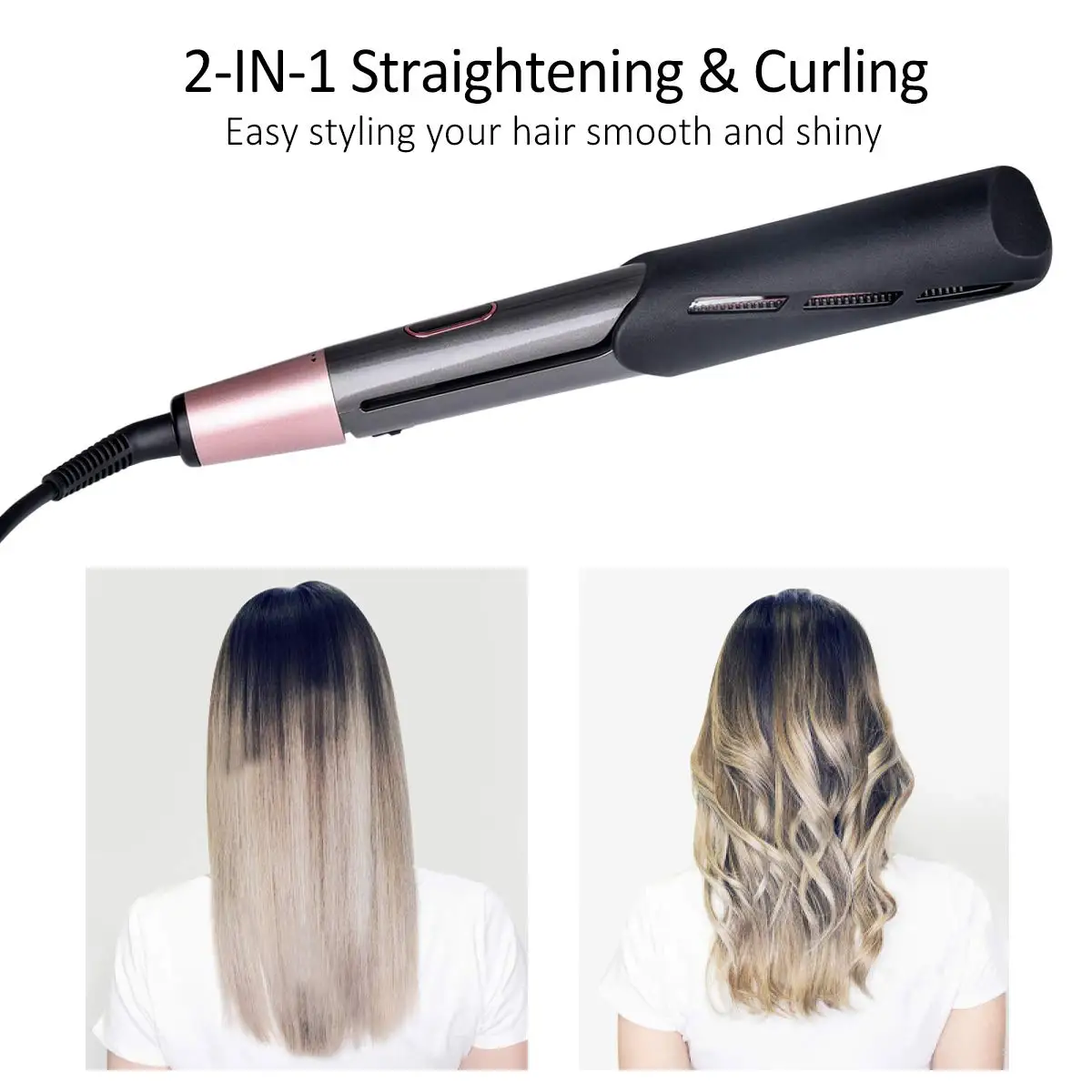2 Trong 1 Máy Duỗi Tóc Và Máy Uốn Xoắn DuỗI UốN Tóc Chuyên Nghiệp Ion Âm Làm Nóng Nhanh Tạo Kiểu Dẹt
