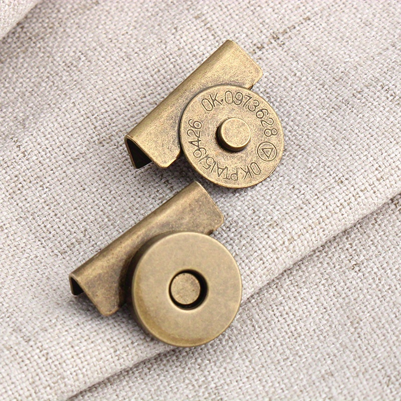 5-20 peças 14x3mm clipe de ferro com fivela magnética de bronze, botão magnético de borda de bolsa, fivela de pressão magnética de metal