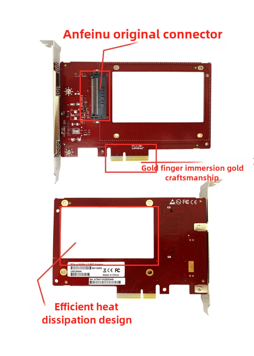 U2 adapter card U.2 adapter card SFF8639 interface to PCIe 3.0X4 hard disk adapter card for Intl P4800X P4610 P4510