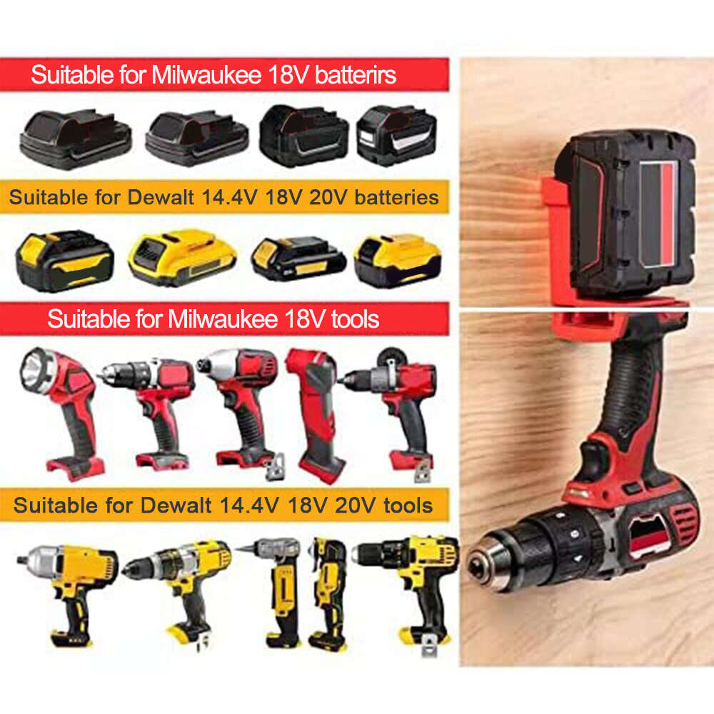 1Pcs Battery Tool Machine Drill Holder for Dewalt 18/20V Battery Tools For Milwaukee 18V Power Tool Mounts Storage Hanger