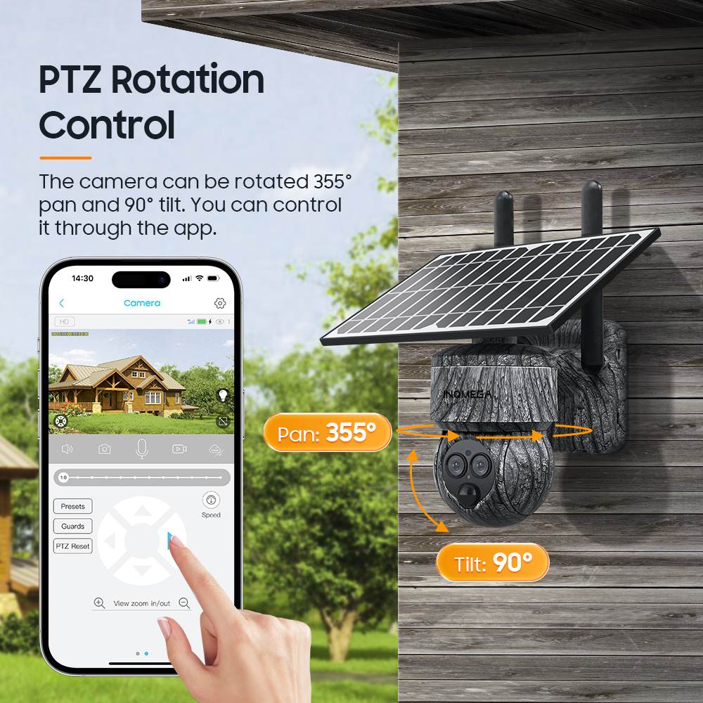 INQMEGA 8MP 4G SIM Card / WIFI Solar Camera Outdoor Security Protection CCTV Recording Humanoid Dection in Forest / Farm