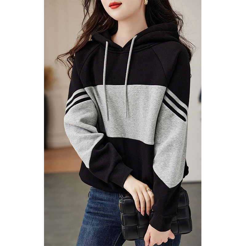 Herbst Winter Lose Beiläufige Patchwork Hoodies Damen Einfache Mode Alle-spiel Pullover Top Frauen Mit Kapuze Sweatshirt Weibliche Kleidung