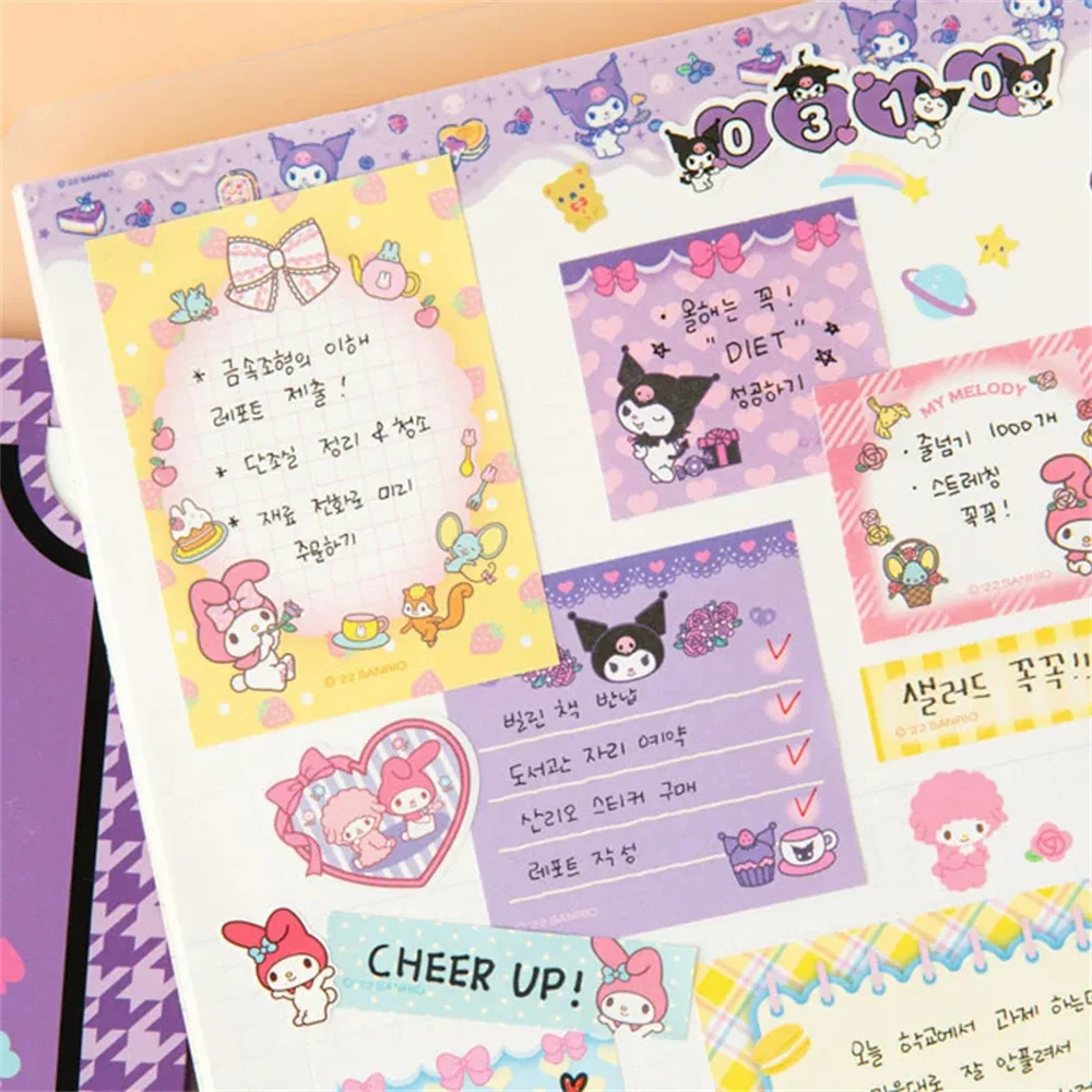 Kawaii Cute Sanrio Convenience Book My melody Kuromi Hello Kitty Note Book Paste Notepad Stationery Student Birthday Gifts