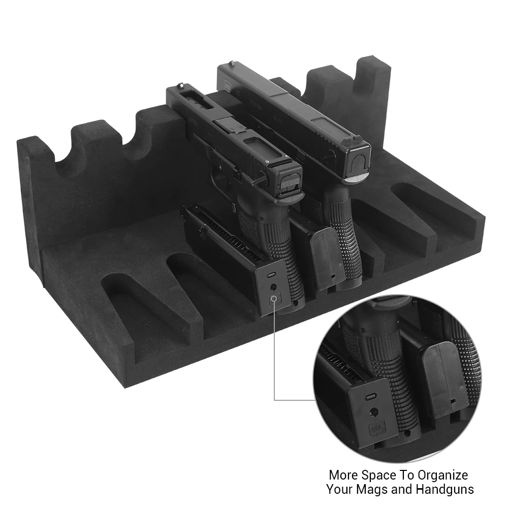 6/4/3/2 Slots Pistol Rack Gun Rack Foam Weapon Support Self-adhesive Handgun Display Stand Glock Magazine Holder Airsoft Storage