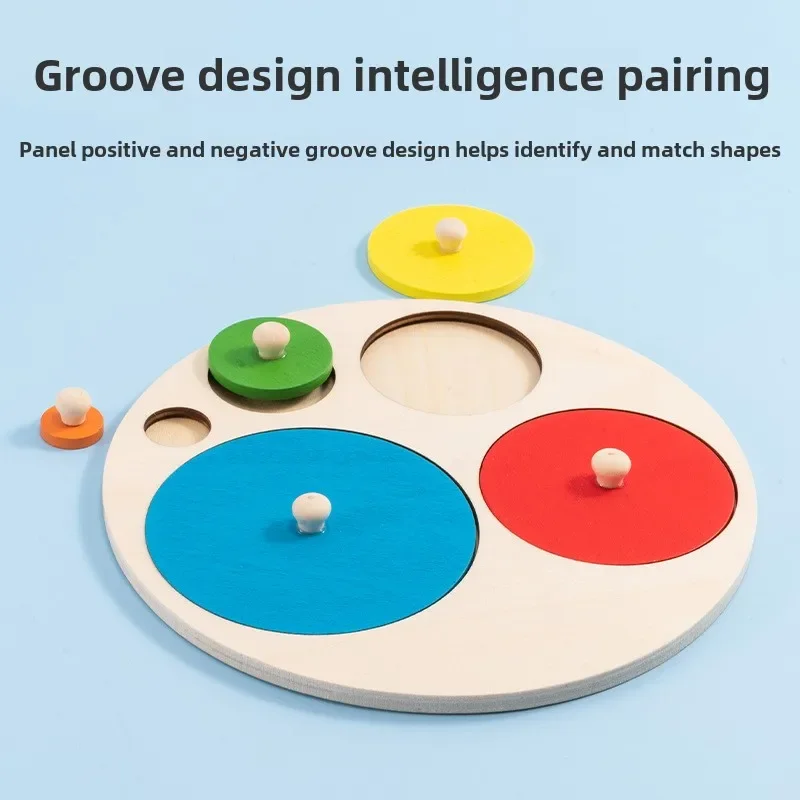 Montessori Baby Puzzle Toys, Wooden Shape And Color Matching Hand Scratching Board, Geometric Early Education Cognitive Toys