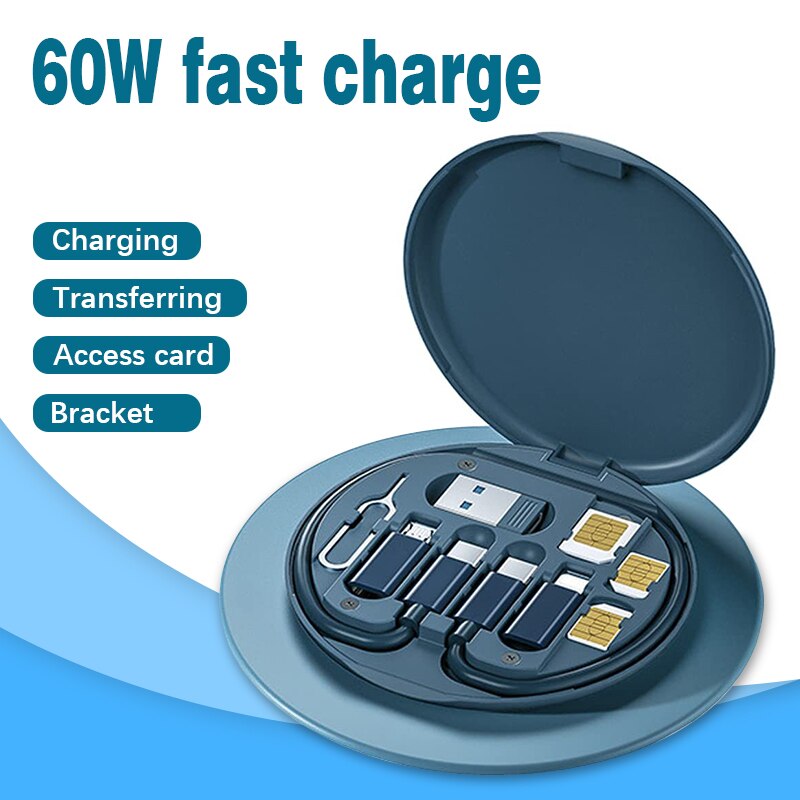 Mini-Datenkabel-Set Aufbewahrung sbox 60W Schnell ladung Multi-Funktion Datenkabel Handy halter Aufbewahrung sbox