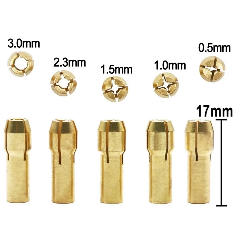 7 ชิ้น/เซ็ตทองเหลือง Collet Mini เจาะ Chucks สําหรับมอเตอร์ไฟฟ้าเพลาเจาะเครื่องมือ Bit Chuck Adapter Quick Release Keyless Bit Adapt